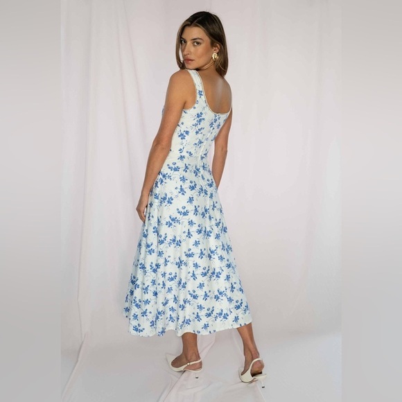 TIMELESS LONDON Elode Blue and White Midi‎ Dress - Picture 3 of 10
